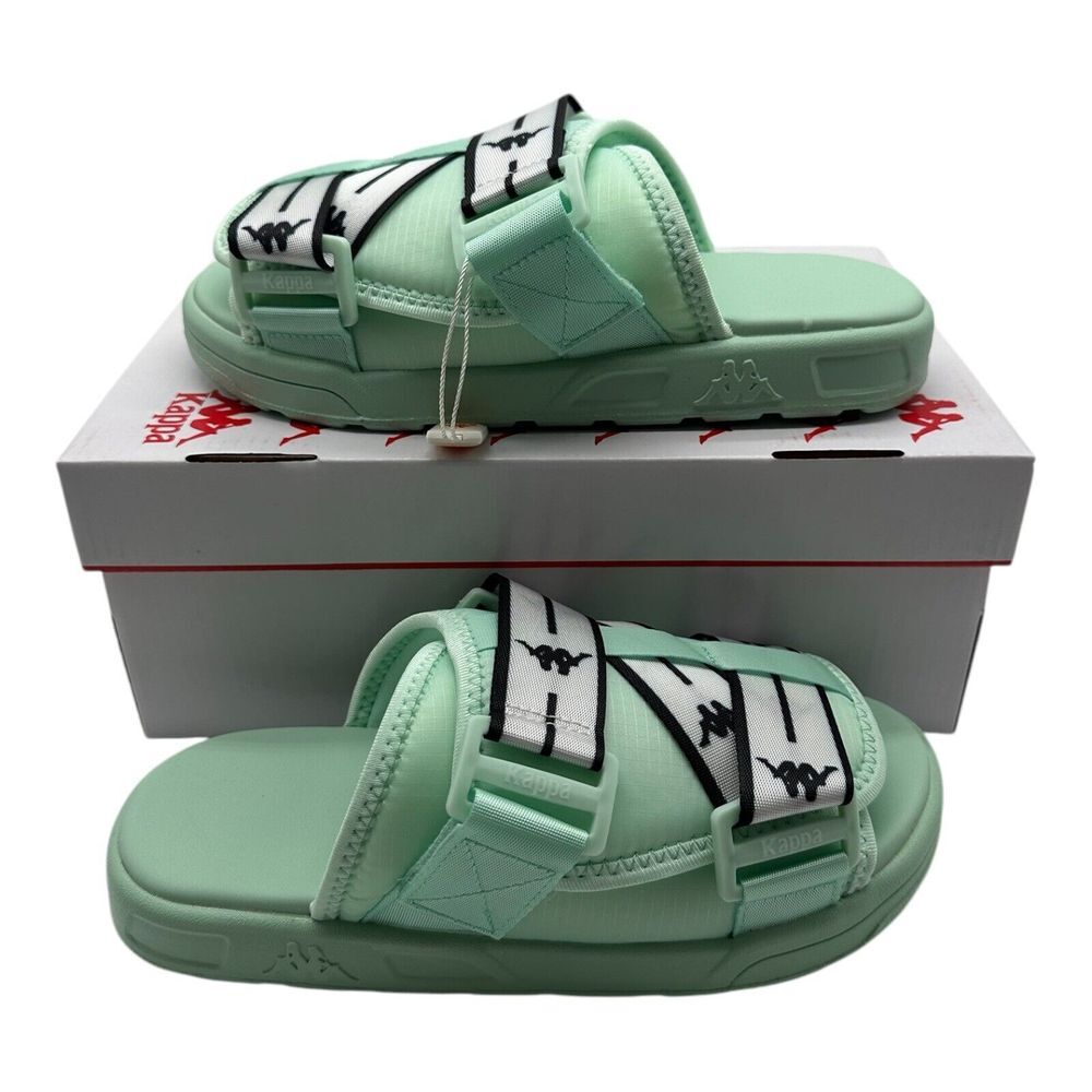 Kappa Authentic JPN Mitel 2 Sandals Womens 6 Green Jade Black White 31172WW-A39‎
